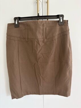 Express Brown Pencil Skirt with Front Panel Detail